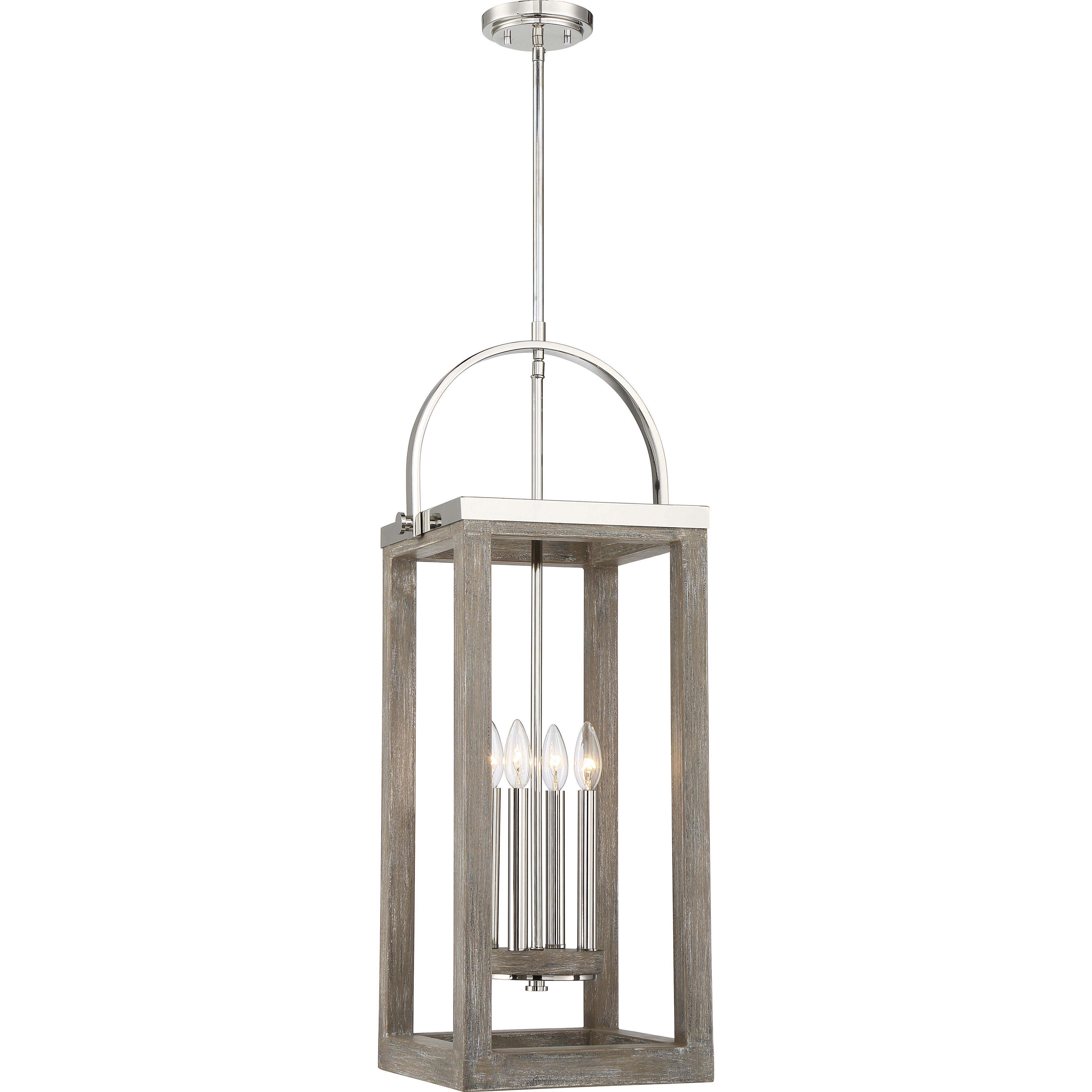 Bliss 4 Light 13.75 inch Driftwood and Polished Nickel Accents Pendant Ceiling Light