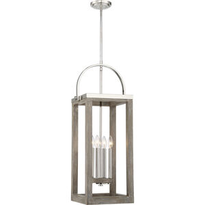 Bliss 4 Light 14 inch Driftwood and Polished Nickel Accents Pendant Ceiling Light