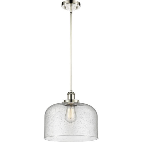 Ballston X-Large Bell LED 8 inch Polished Nickel Pendant Ceiling Light in Seedy Glass