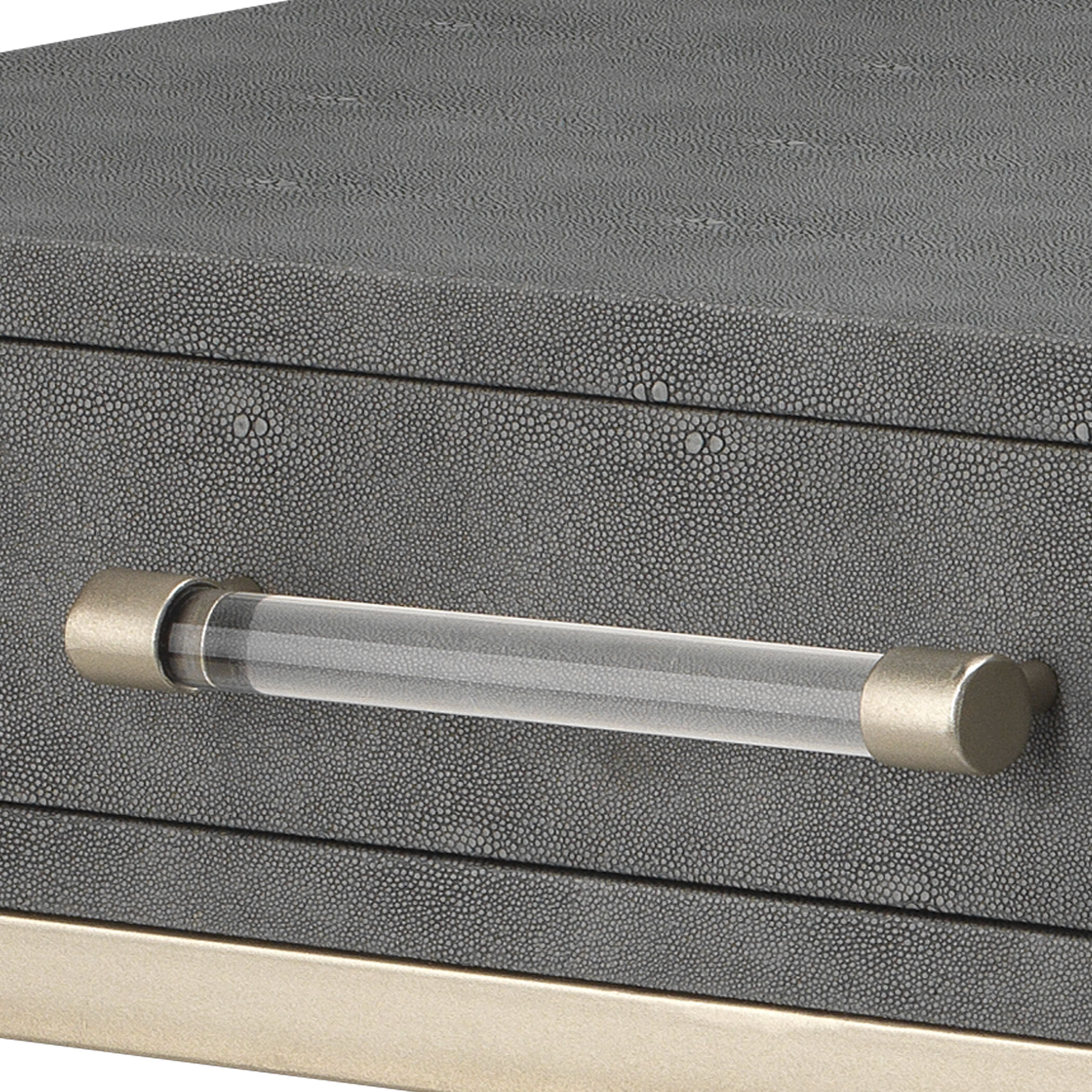 Kain 48 X 16 inch Grey Faux Shagreen and Nickel Metal Console