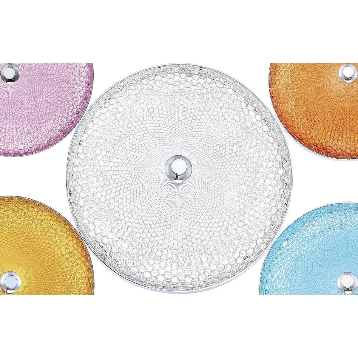 Caledonia LED 7 inch Chrome Pendant Ceiling Light in Pink, Small