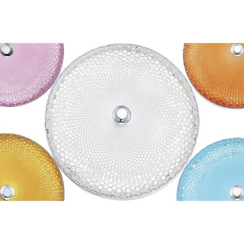 Caledonia LED 7 inch Chrome Pendant Ceiling Light in Pink, Small