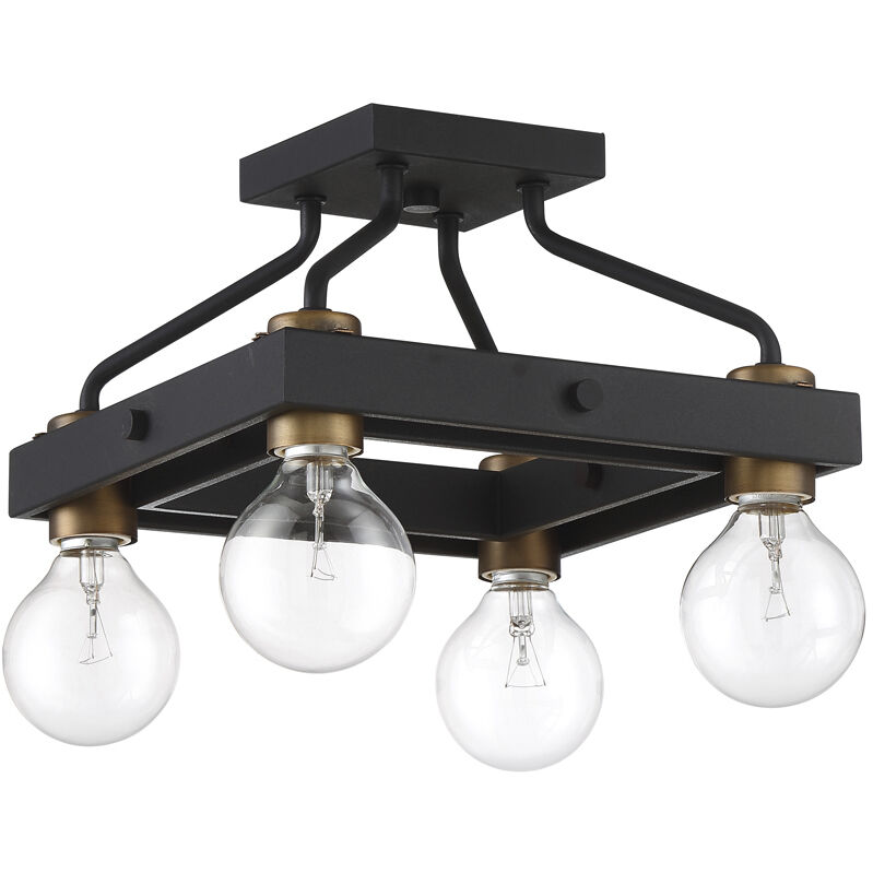 Ravella 4 Light 12 inch Black Semi-Flush Ceiling Light