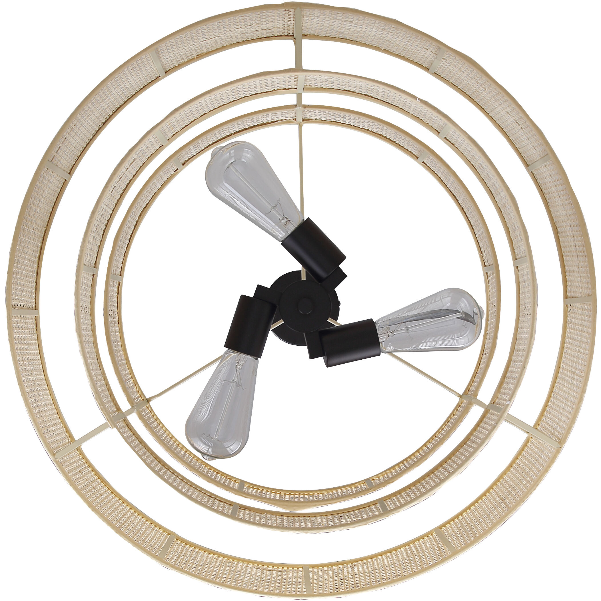 Bellamy 3 Light 22 inch Black Chandelier Ceiling Light in Natural Rattan