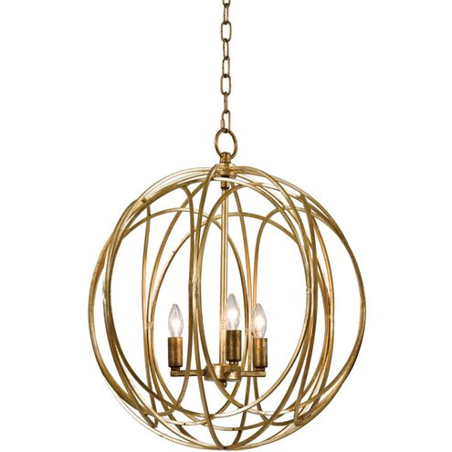 Ofelia 3 Light 18 inch Gold Leaf Pendant Ceiling Light, Large