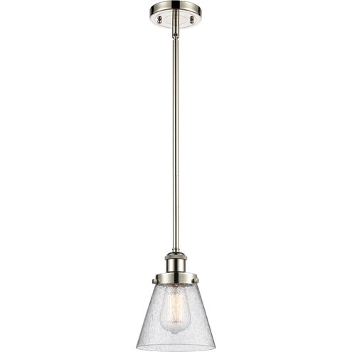 Ballston Small Cone LED 6 inch Polished Nickel Pendant Ceiling Light in Seedy Glass