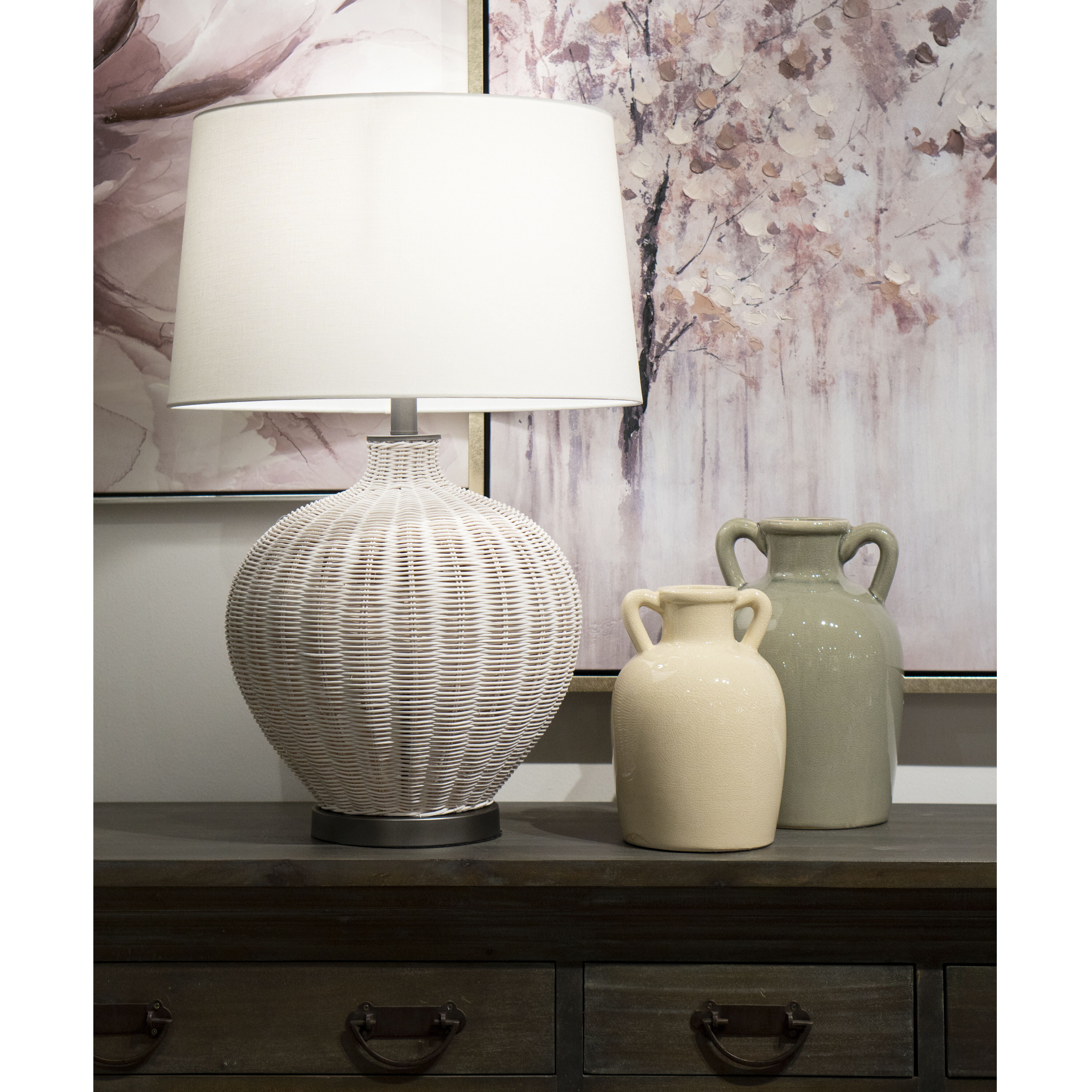 Brinley 29 inch 150 watt White with Pewter Table Lamp Portable Light