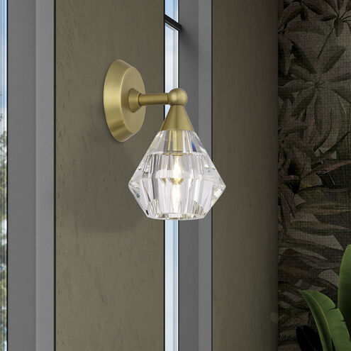 Brussels 1 Light 7 inch Natural Brass Crystal Single Sconce Wall Light