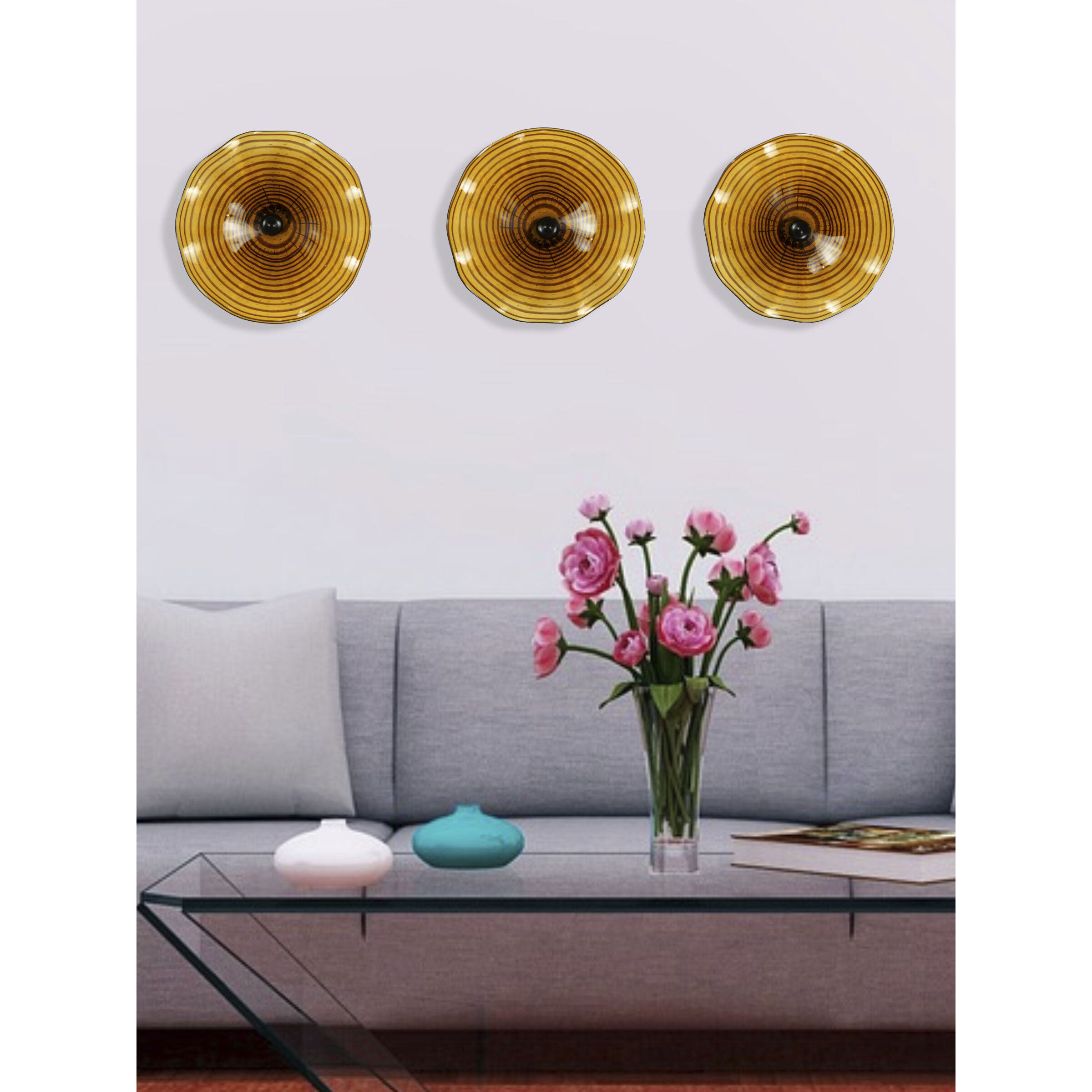 Rosslyn Amber Art Glass Wall Decor