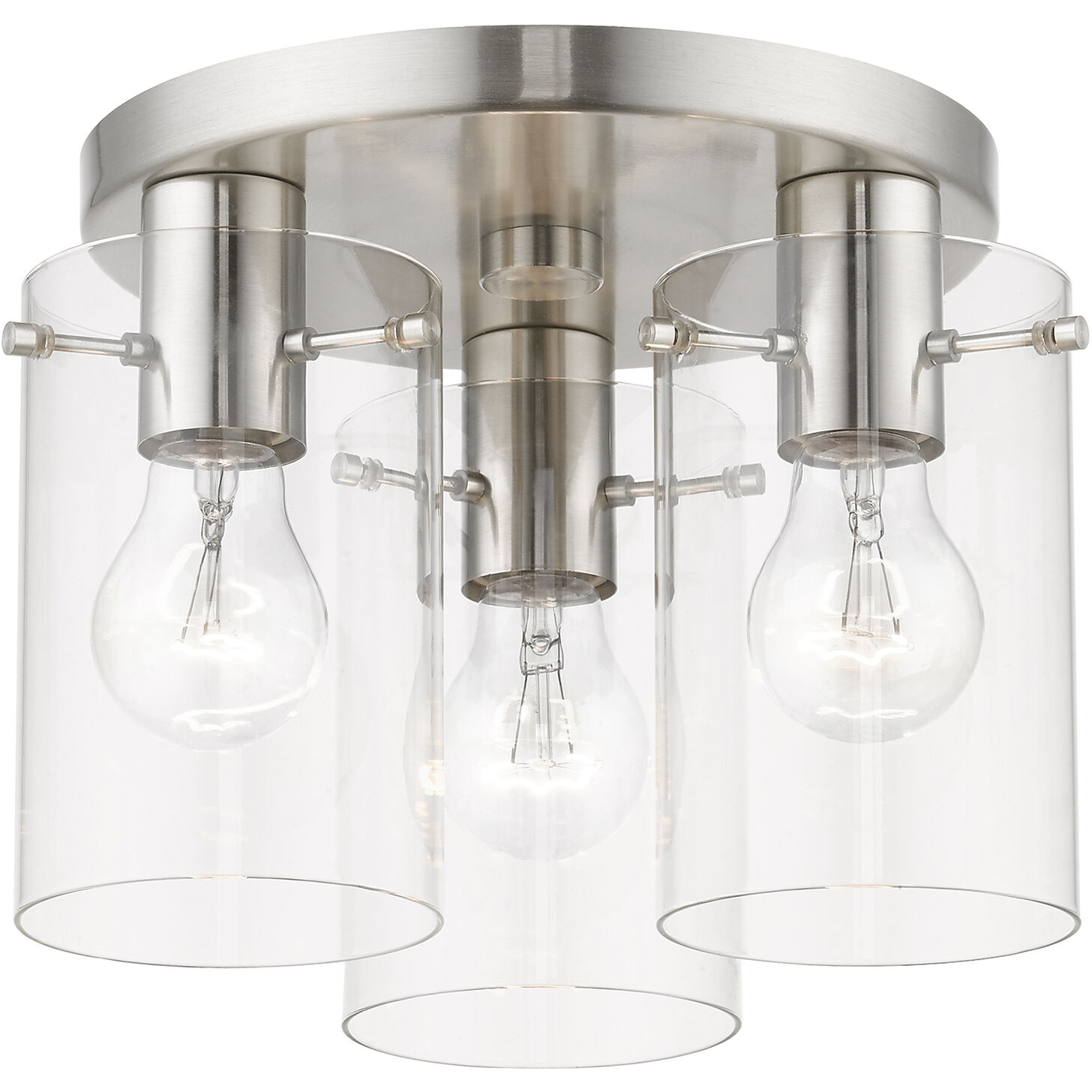 Munich 3 Light 11 inch Brushed Nickel Flush Mount Ceiling Light