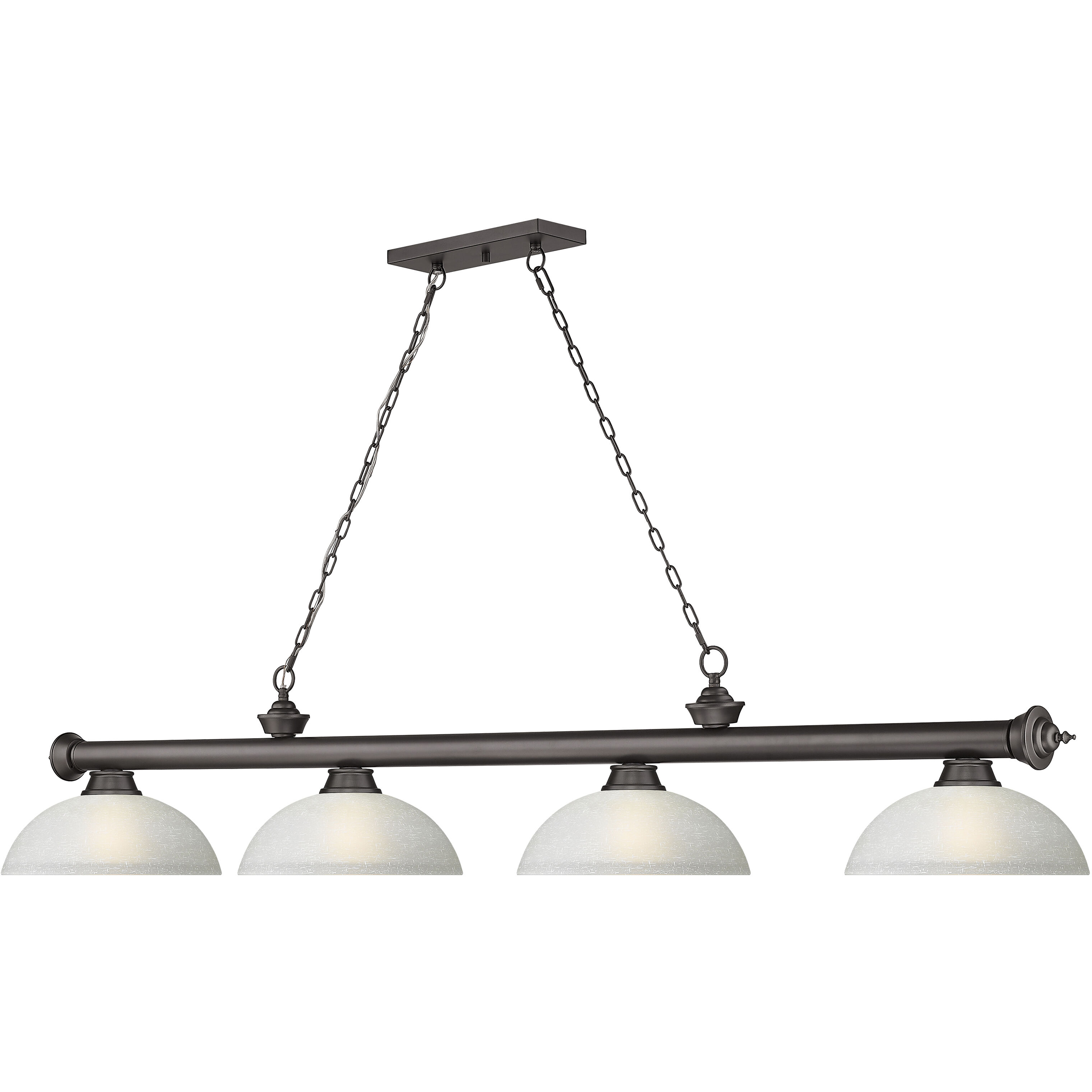 Cordon 4 Light 81.25 inch Bronze Billiard Ceiling Light in White Linen Glass