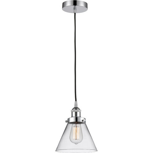 Franklin Restoration Large Cone 1 Light 8 inch Polished Chrome Mini Pendant Ceiling Light in Clear Glass