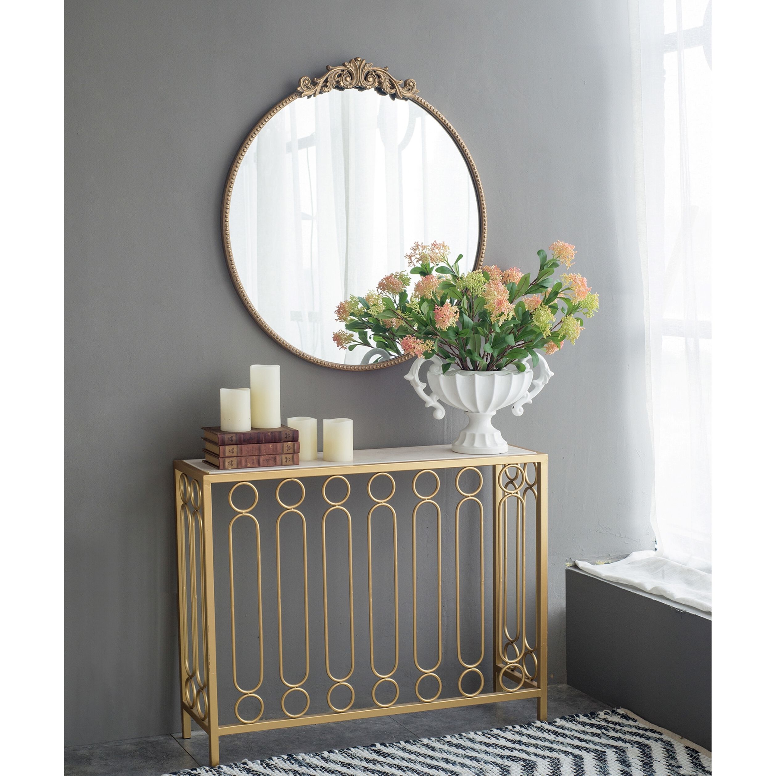 Dia 32 X 30 inch Gold Wall Mirror