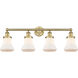 Bellmont 4 Light 33.5 inch Brushed Brass Bath Vanity Light Wall Light in Matte White Glass