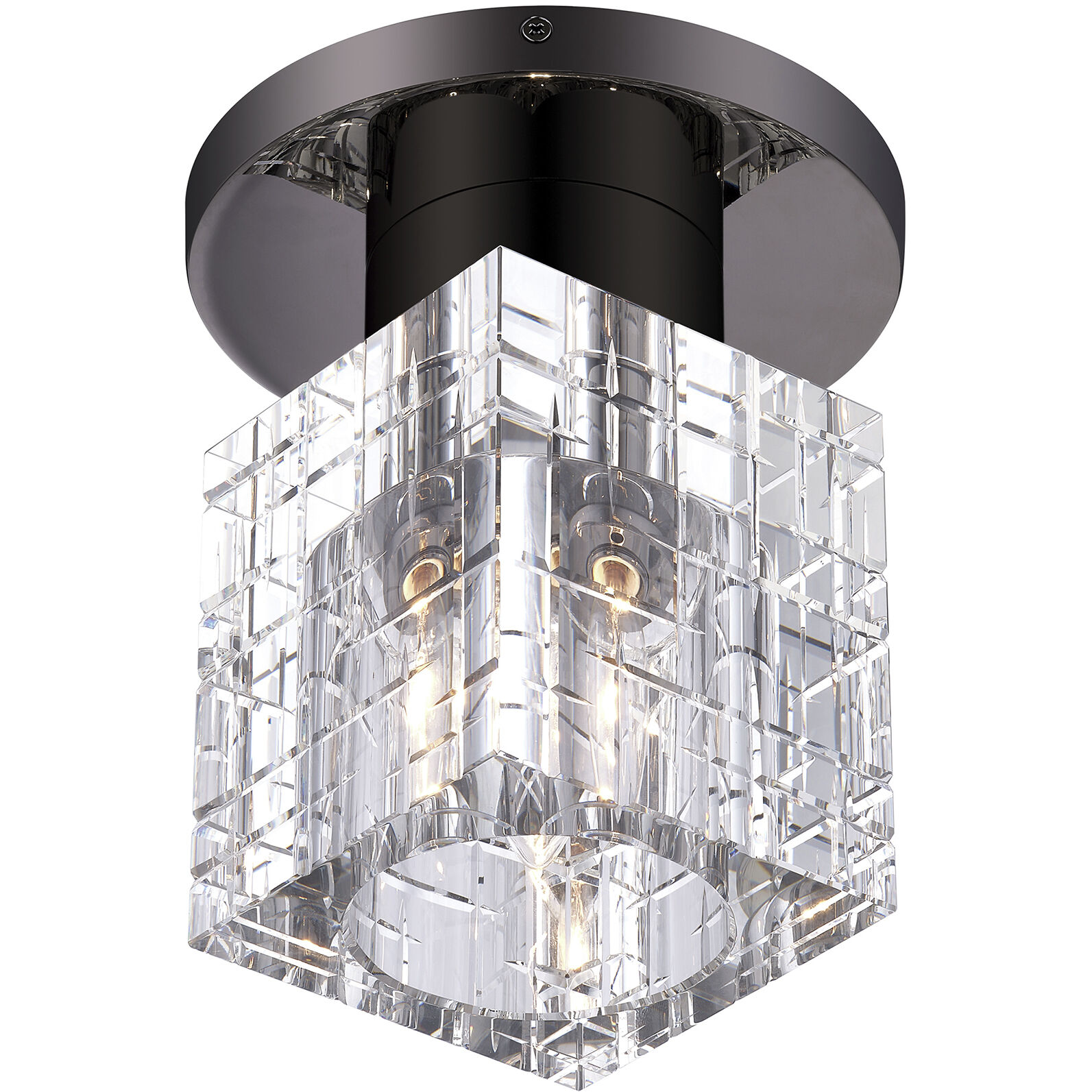 Rotterdam 1 Light 7 inch Black Chrome Crystal Semi-Flush Ceiling Light