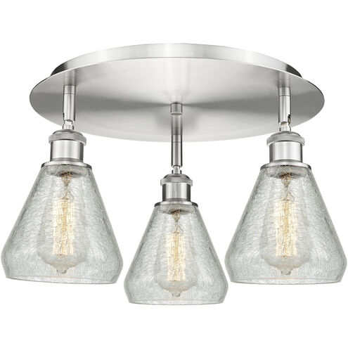Conesus 3 Light 17.75 inch Satin Nickel Flush Mount Ceiling Light