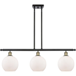 Ballston Athens LED 36 inch Black Antique Brass Island Light Ceiling Light in Matte White Glass, Ballston
