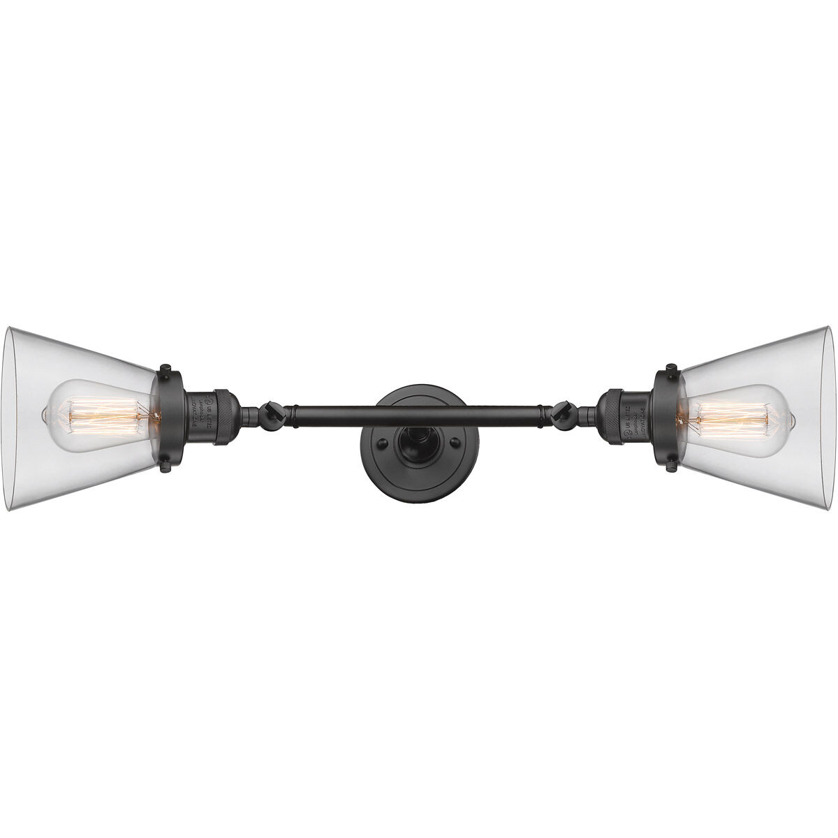 Franklin Restoration Small Cone 2 Light 16 inch Oil Rubbed Bronze Bath Vanity Light Wall Light in Clear Glass, Franklin Restoration