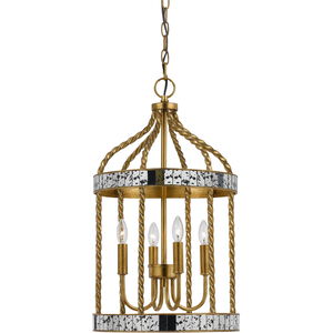 Glenwood 4 Light 13 inch French Gold and Antique Mirror Pendant Ceiling Light