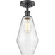 Edison Cindyrella 1 Light 7 inch Matte Black Semi-Flush Mount Ceiling Light in Seedy Glass