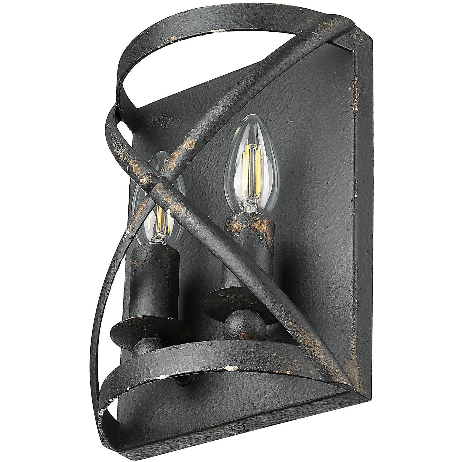 Alcott 2 Light 7.13 inch Antique Black Iron Wall Sconce Wall Light