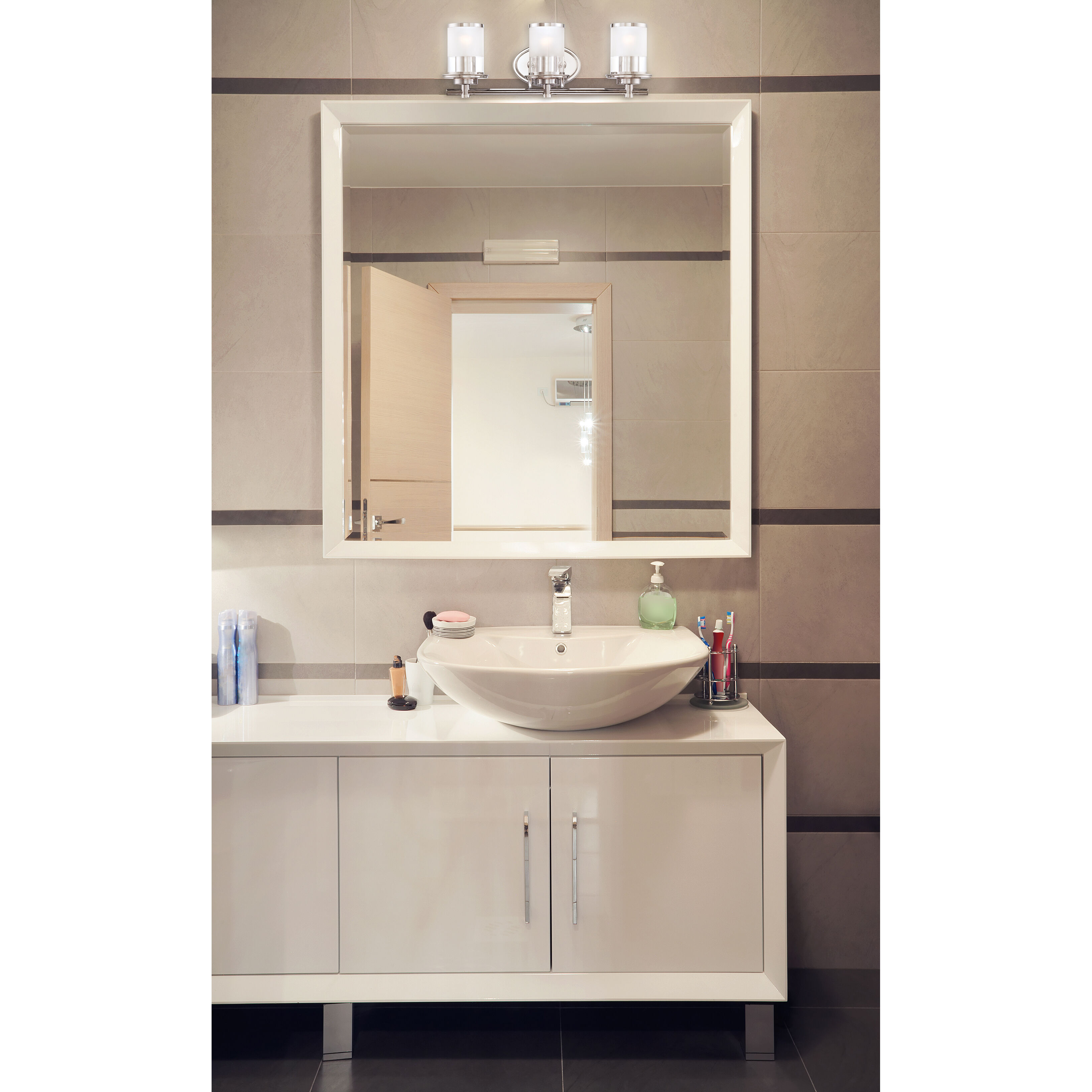 Essence 3 Light 23 inch Satin Platinum Bath Light Wall Light