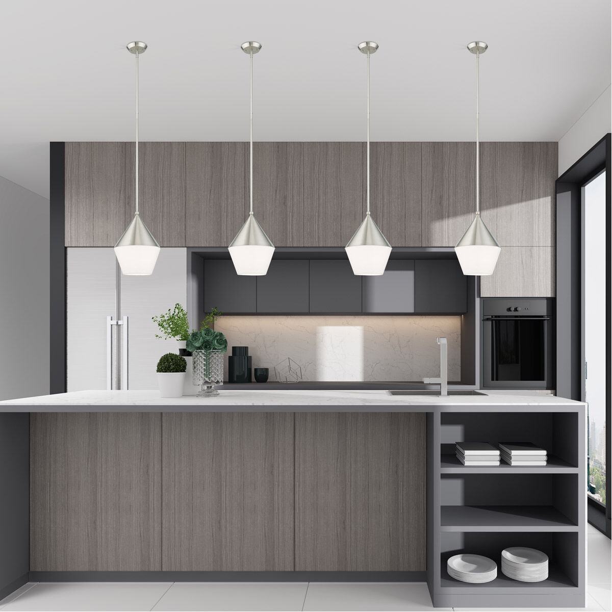 Stockholm 1 Light 10 inch Brushed Nickel Mini Pendant Ceiling Light