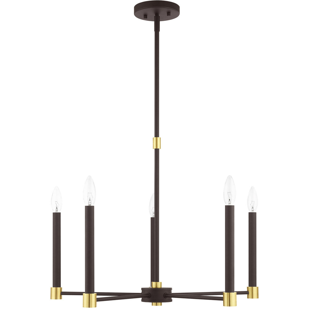 Karlstad 5 Light 24 inch Bronze with Satin Brass Accents Chandelier Ceiling Light