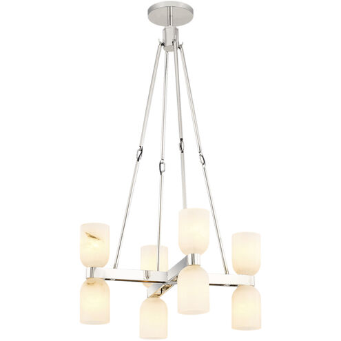 Lucian 8 Light 22 inch Polished Nickel and Alabaster Chandelier Ceiling Light