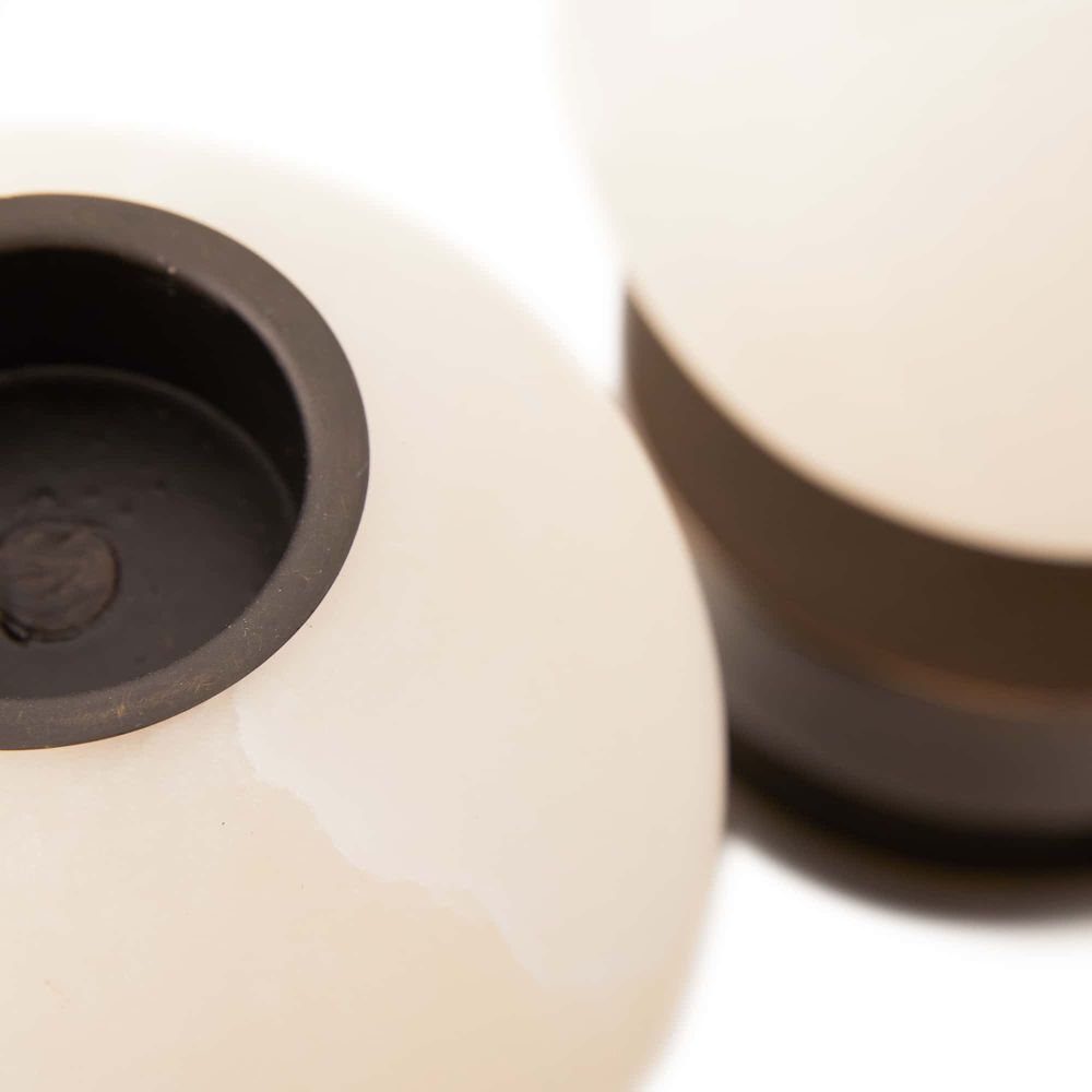 Pluto White Candleholders, Set of 2