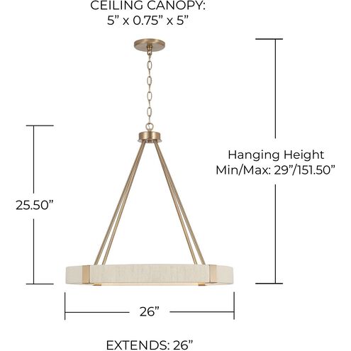 Delaney 4 Light 26 inch Matte Brass Chandelier Ceiling Light
