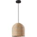 Bahama 1 Light 12 inch Dark Bronze with Light Rattan Pendant Ceiling Light 