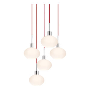 Signature 5 Light 23 inch Polished Chrome Pendant Ceiling Light in Red