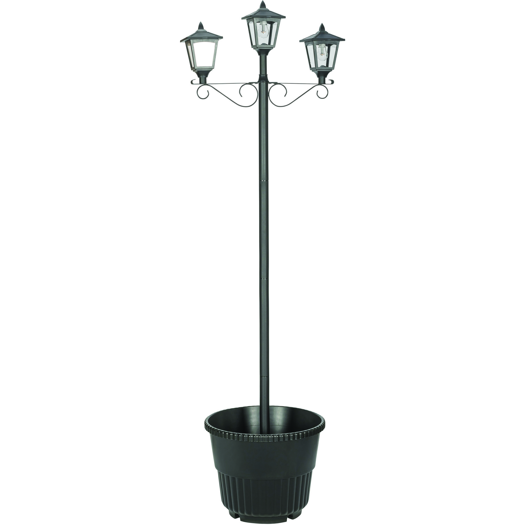 Triple Head 3 Light 78.5 inch Black Post Light, Solar