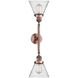 Franklin Restoration Large Cone LED 18 inch Antique Copper Bath Vanity Light Wall Light in Seedy Glass, Franklin Restoration