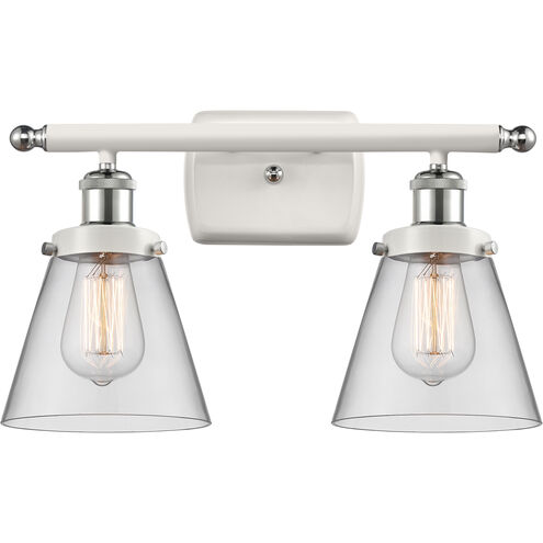 Ballston Small Cone LED 16 inch White and Polished Chrome Bath Vanity Light Wall Light in Clear Glass