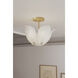 Orchid 5 Light 18 inch Legacy Brass Semi-Flush Mount Ceiling Light in White Handmade Glass