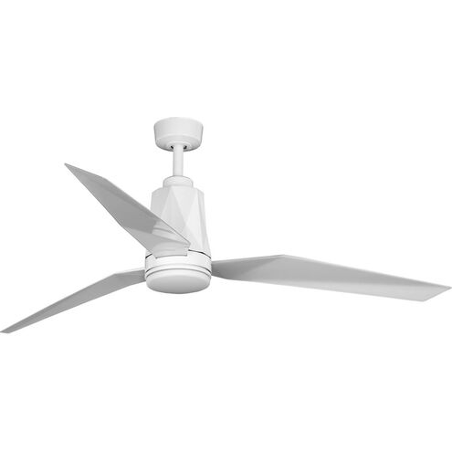 Bixby 60 inch White with Clear/White Metal Flake Blades Ceiling Fan, Progress LED