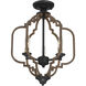 Westwood 3 Light 14 inch Barrelwood with Brass Accents Semi-Flush Ceiling Light