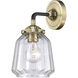 Nouveau Chatham LED 6 inch Black Antique Brass Sconce Wall Light in Clear Glass, Nouveau
