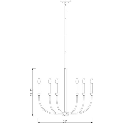 Haylie 6 Light 26 inch Matte Black and Olde Brass Chandelier Ceiling Light