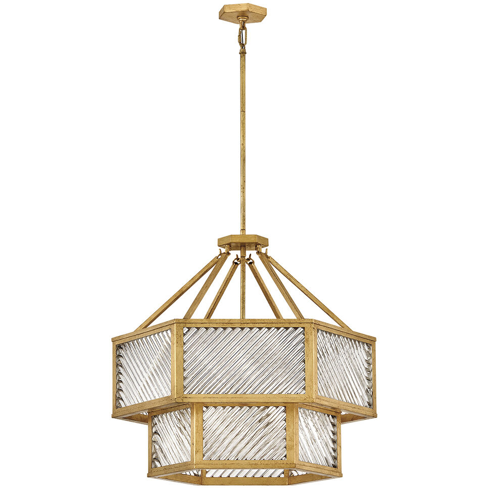 Lisa McDennon Sura 5 Light 26 inch Distressed Brass Chandelier Ceiling Light, Multi Tier