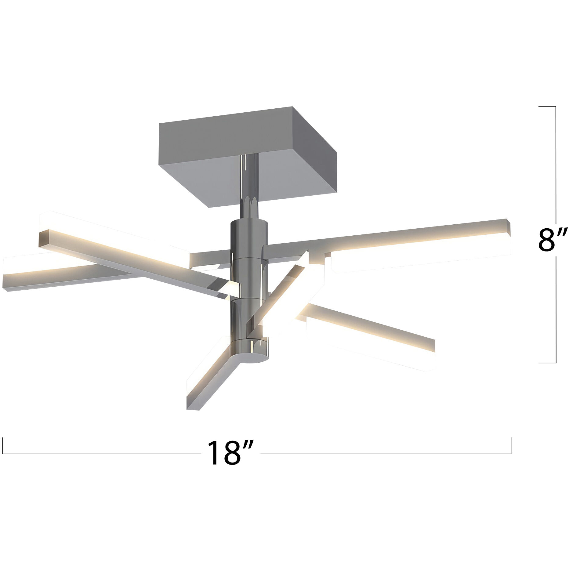 Stix LED 18 inch Chrome Semi-Flush Mount Ceiling Light