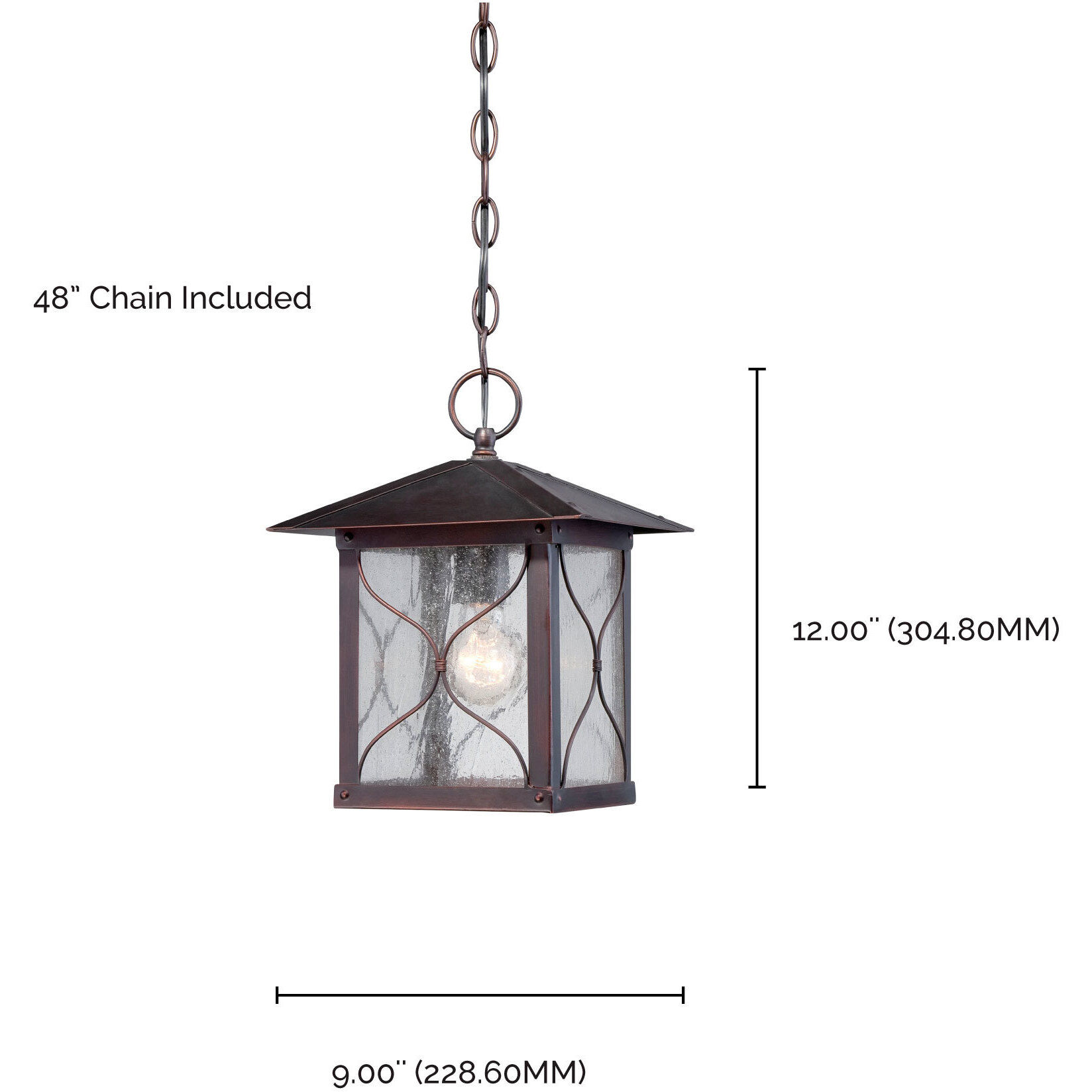Vega 1 Light 9 inch Classic Bronze Outdoor Hanging Lantern