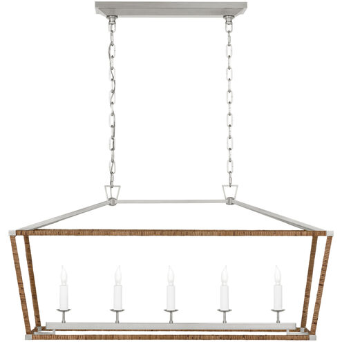 Chapman & Myers Darlana5 LED 41 inch Polished Nickel and Natural Rattan Linear Lantern Ceiling Light, Medium