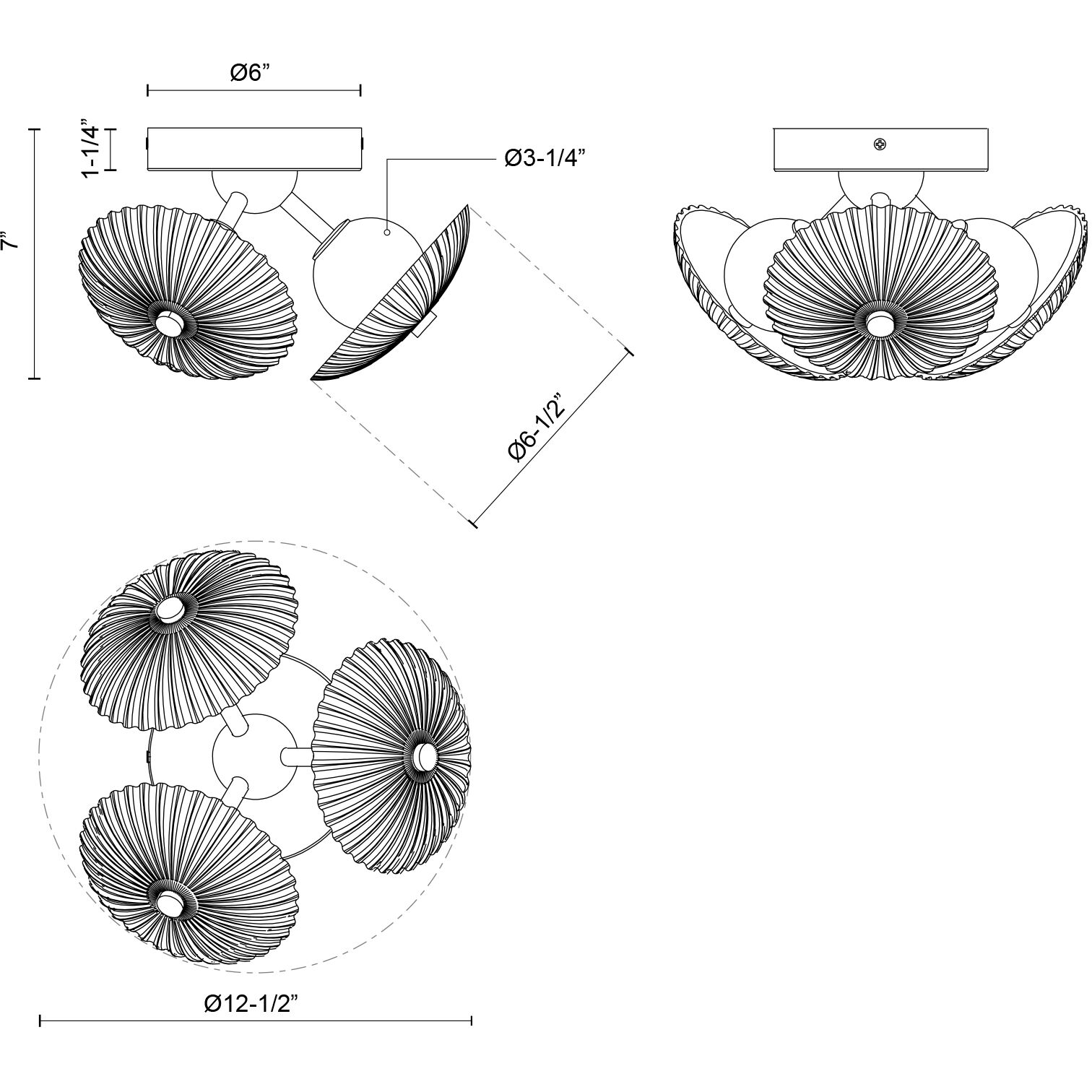 Alora Mood Hera LED 12.5 inch Brushed Gold/Clear Ribbed Glass Flush Mount Ceiling Light