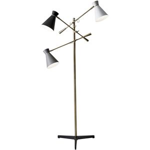 Lyle 60 inch 60.00 watt Black and Antique Brass Floor Lamp Portable Light, 3 Arm
