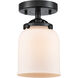 Nouveau Small Bell LED 5 inch Oil Rubbed Bronze Semi-Flush Mount Ceiling Light in Matte White Glass, Nouveau