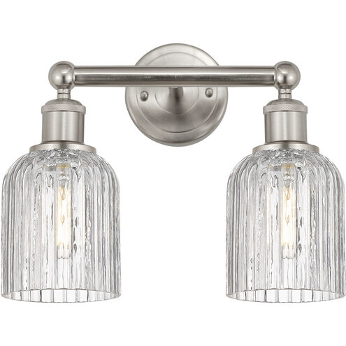 Bridal Veil 2 Light 14 inch Satin Nickel Bath Vanity Light Wall Light in Clear