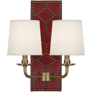 Williamsburg Lightfoot 2 Light 13.5 inch Dragons Blood Wall Sconce Wall Light in Aged Brass